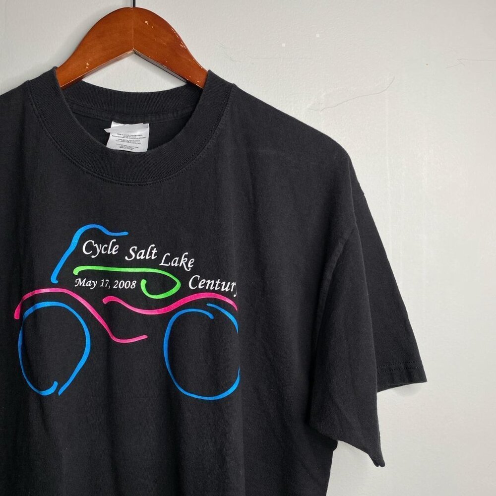 Y2K Cycle Salt Lake Century 2008 black tee size large 100% cotton